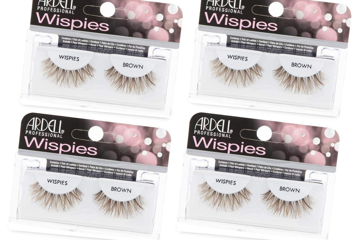 Ardell Wispies Brown lashes close-up showing natural volume and feathered texture for day wear
