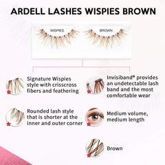 Ardell Wispies Brown on-eye look demonstrating subtle elongation and natural flutter