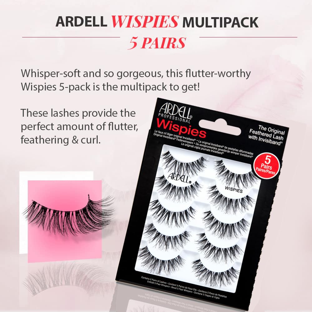 Ardell Wispies closeup lash strip shows lightweight band for comfortable all-day use.