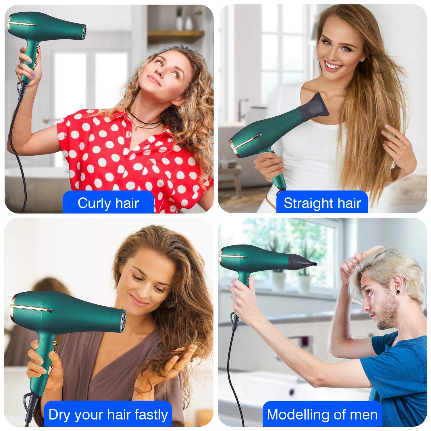 ARDIRO 2000W hair dryer packaging with warranty information.