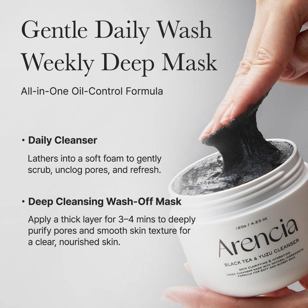 ARENCIA application routine shot reveals gentle lather for morning care.