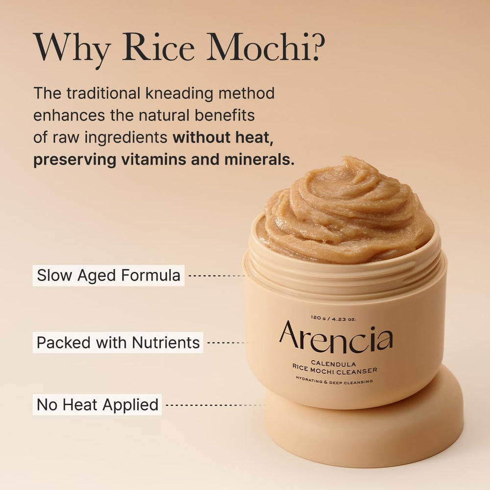 ARENCIA Calendula Rice Mochi: prueba hipoalergénica para piel sensible.