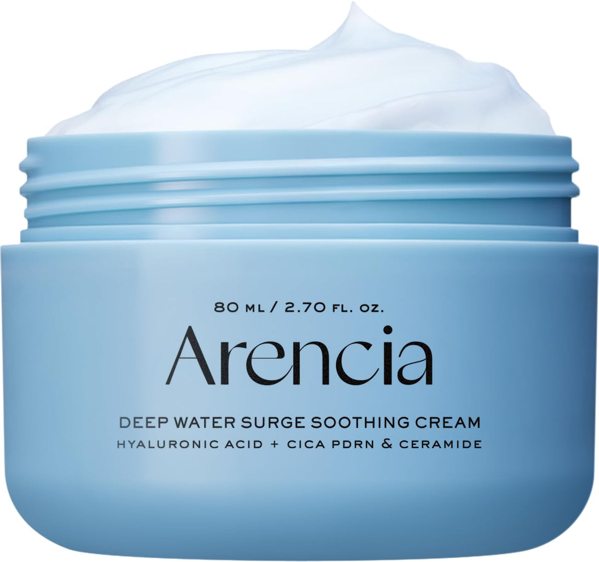 ARENCIA Deep Water Surge Cream jar closeup showing rich hydration for dry skin