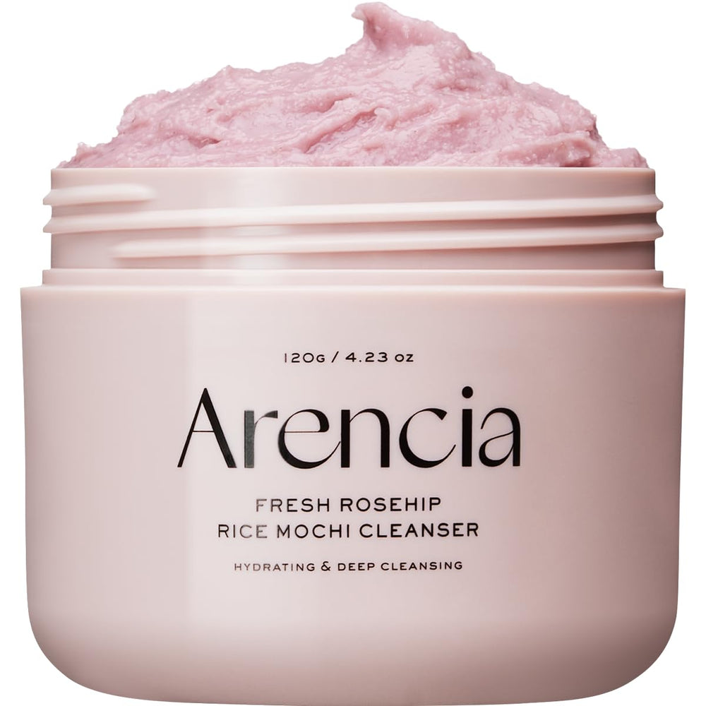 arencia limpiador facial rosa mosqueta en botella, exfoliación suave para piel sensible