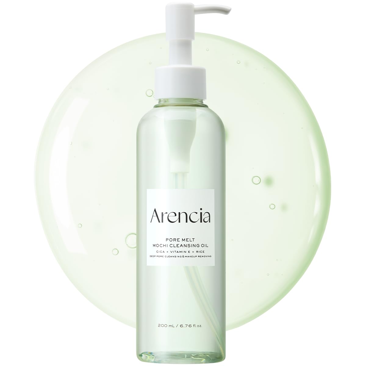 ARENCIA Pore Melt Mochi bottle close up for gentle makeup removal