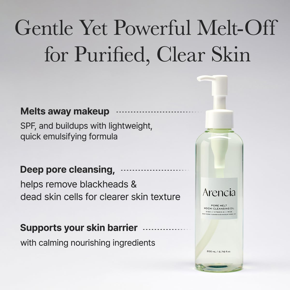 ARENCIA Pore Melt Mochi bottle pour shot during routine
