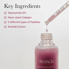 ARENCIA Red Collagen + Peptide Serum, detalle de ingredientes clave.