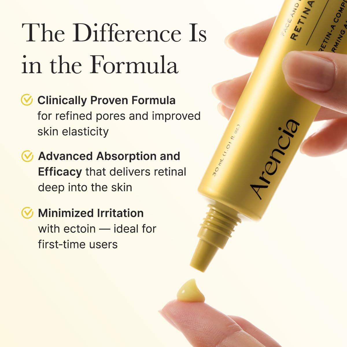 Arencia Retinal Booster Shot Serum, aplicación nocturna para renovación suave de la piel.