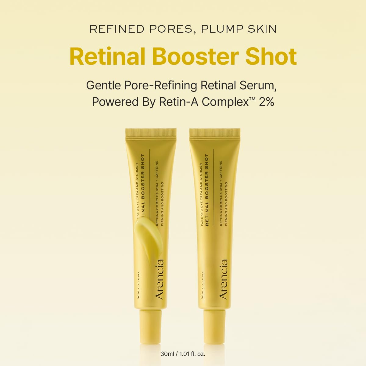 Arencia Retinal Booster Shot Serum, textura suave que se siente cómoda al aplicar.