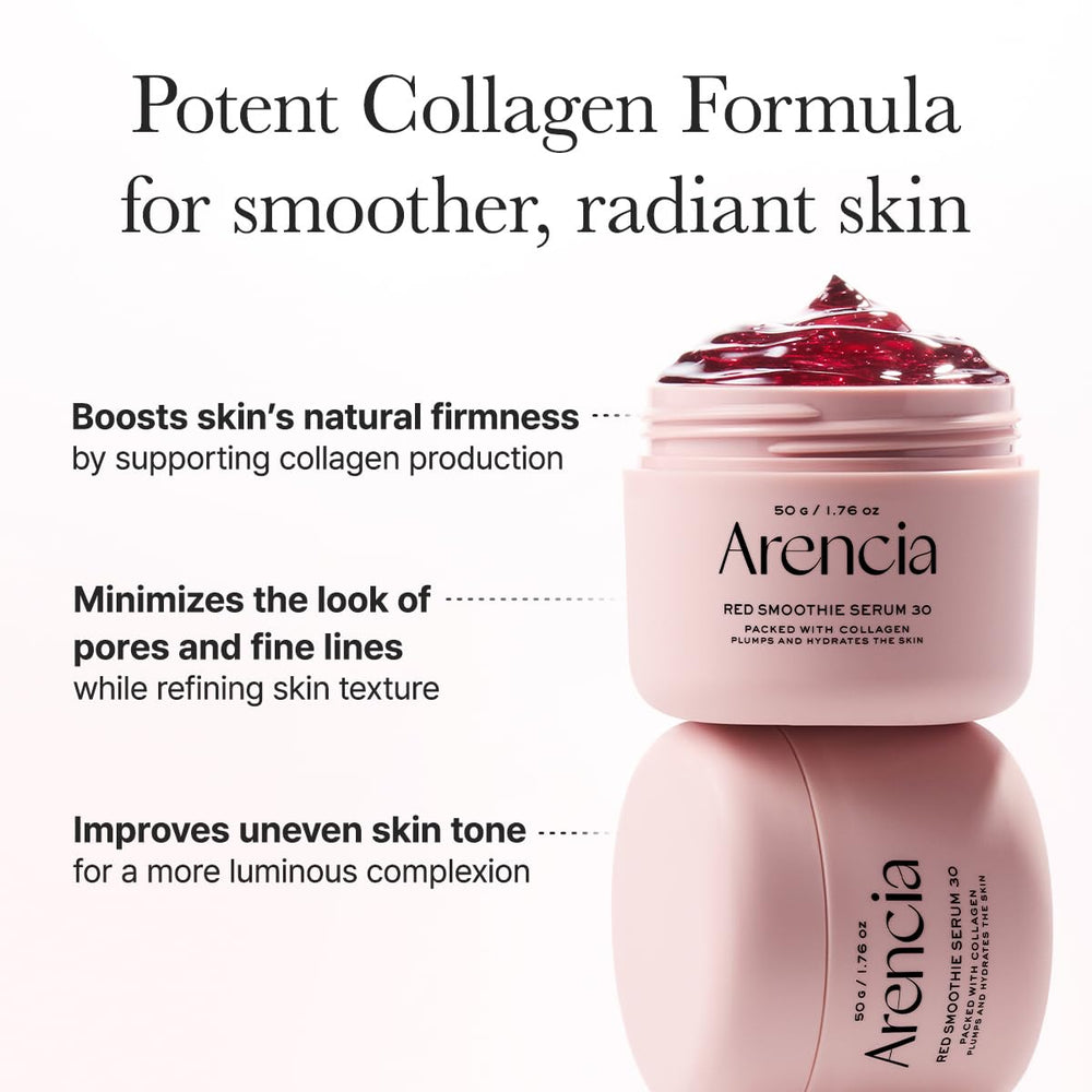 Etiqueta de Arencia Rojo Batido Serum en el frasco muestra ingredientes clave.
