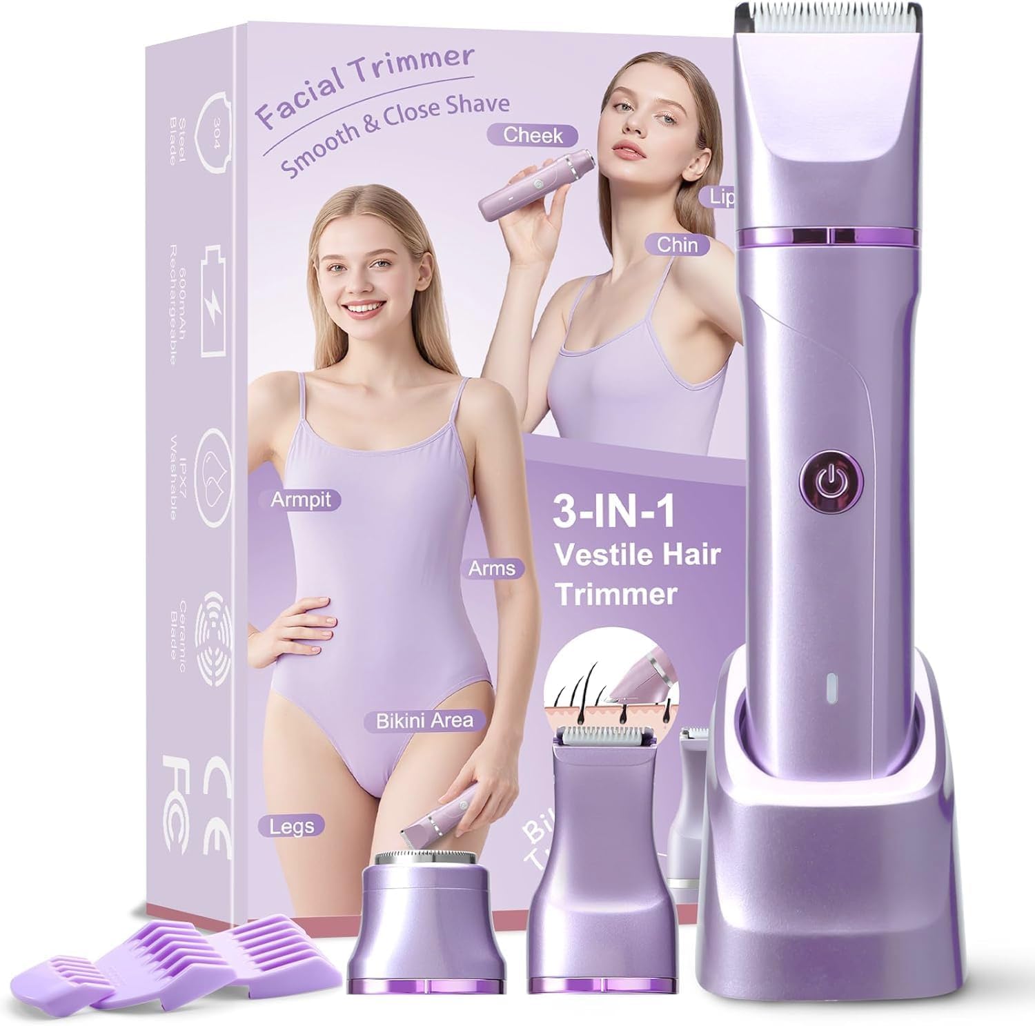 AREYZIN bikini trimmer head for smooth legs and intimate grooming.