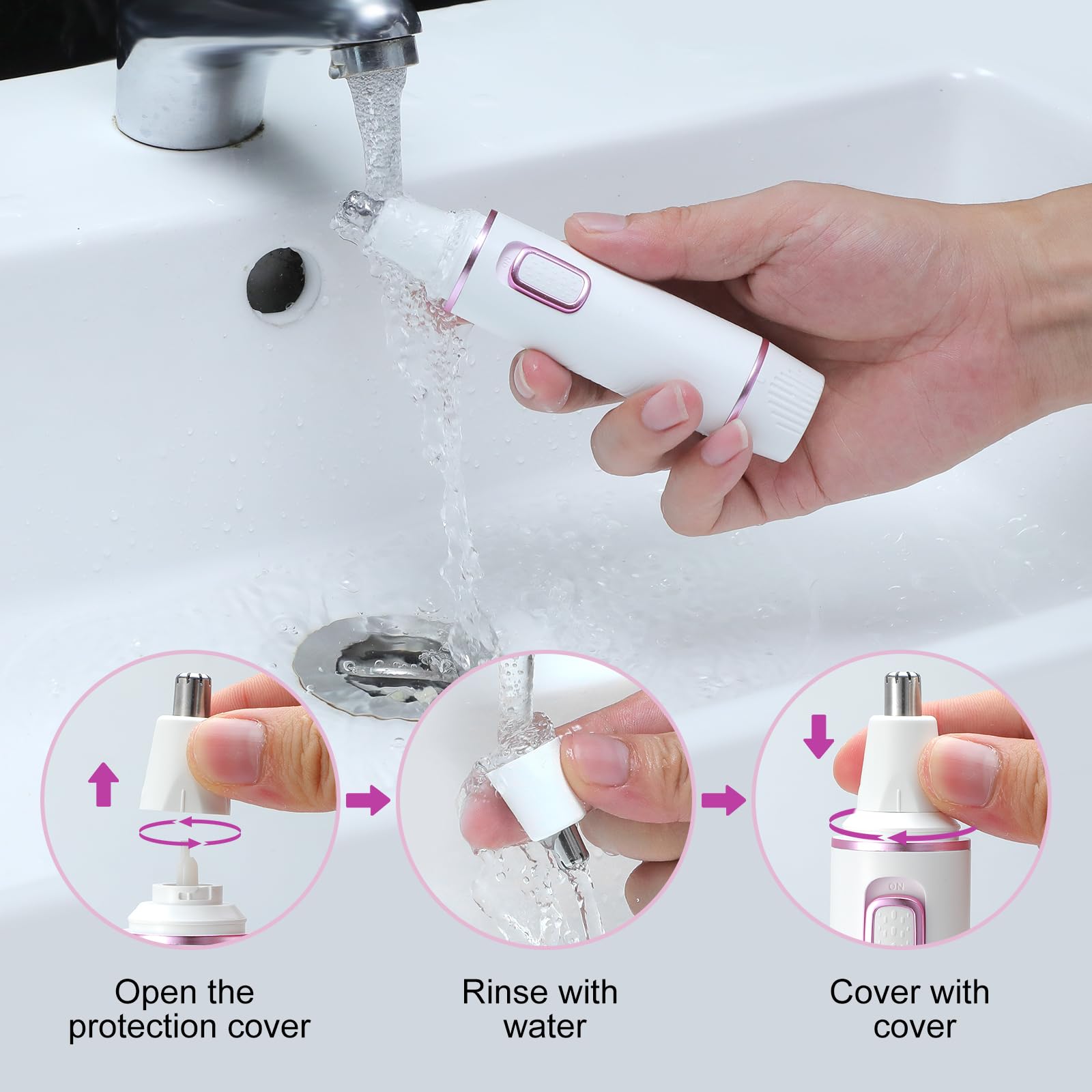 AREYZIN washable trimmer head closeup, easy cleaning.
