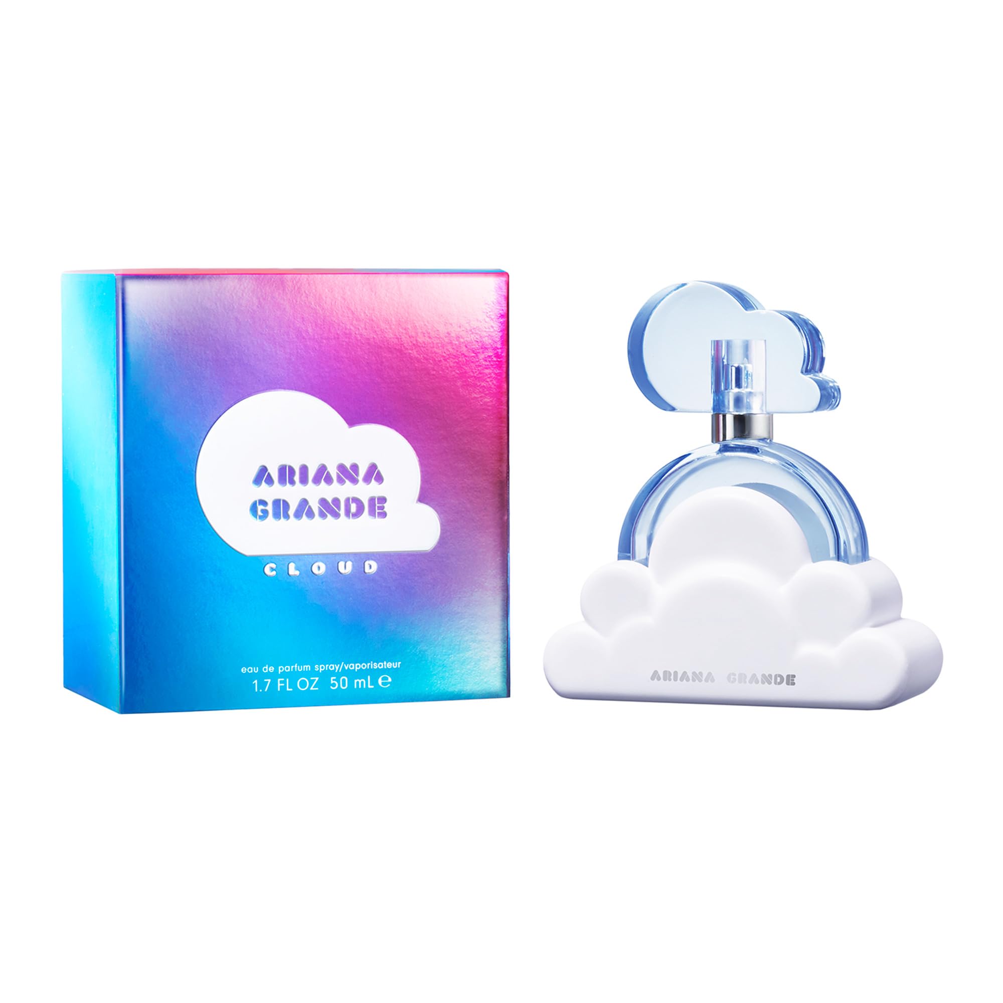 Ariana Grande Cloud label front showcases the airy, lighthearted spirit of the fragrance.