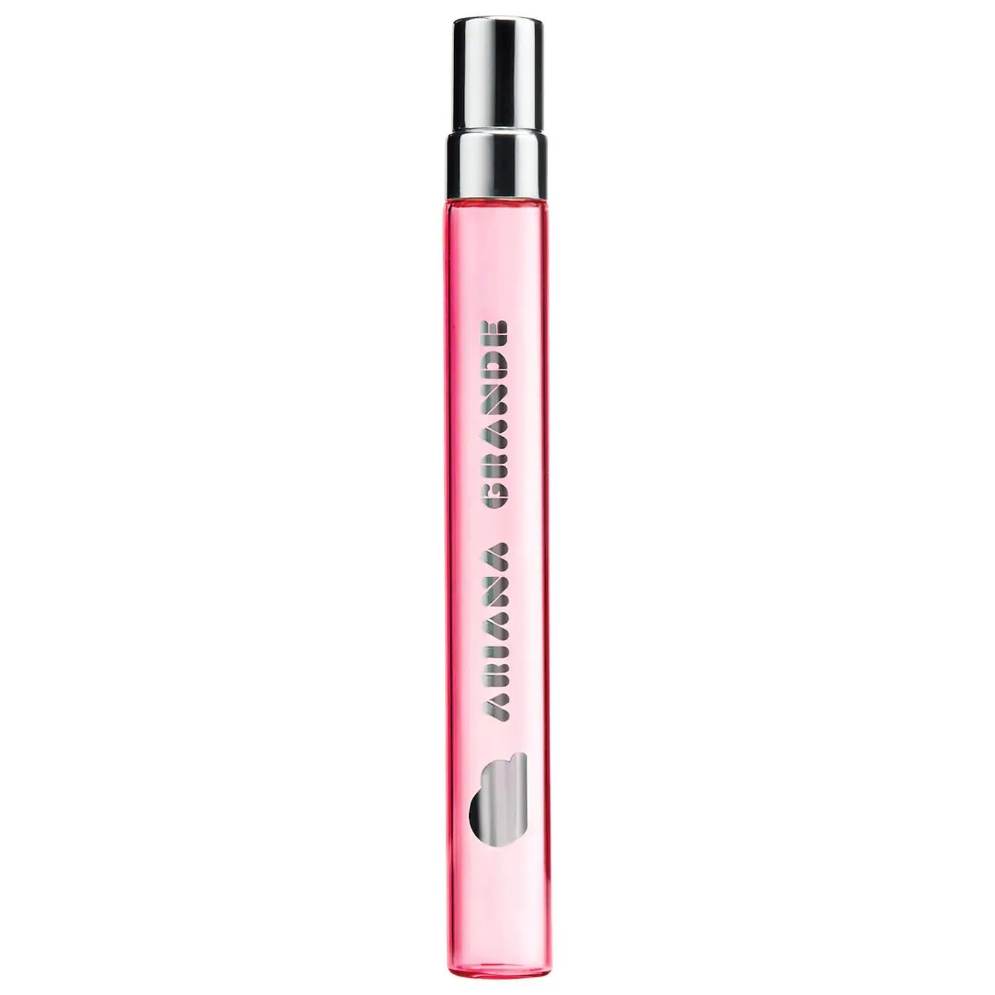 Ariana Grande Cloud Pink bottle closeup, with soft pink hue for daily wear.