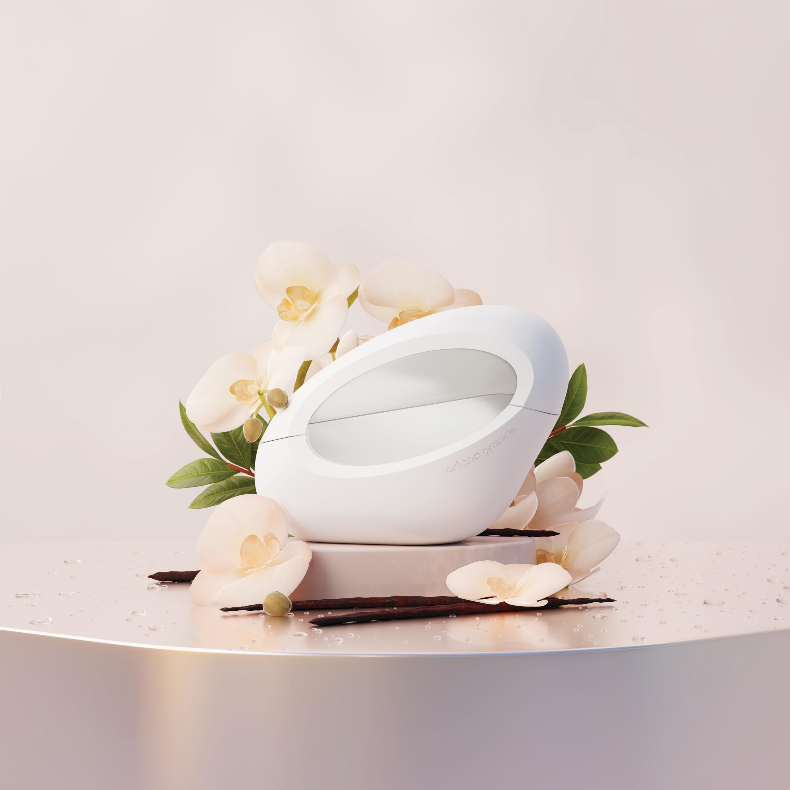 Ariana Grande MOD Vanilla packaging display showcases cruelty-free vegan fragrance appeal.