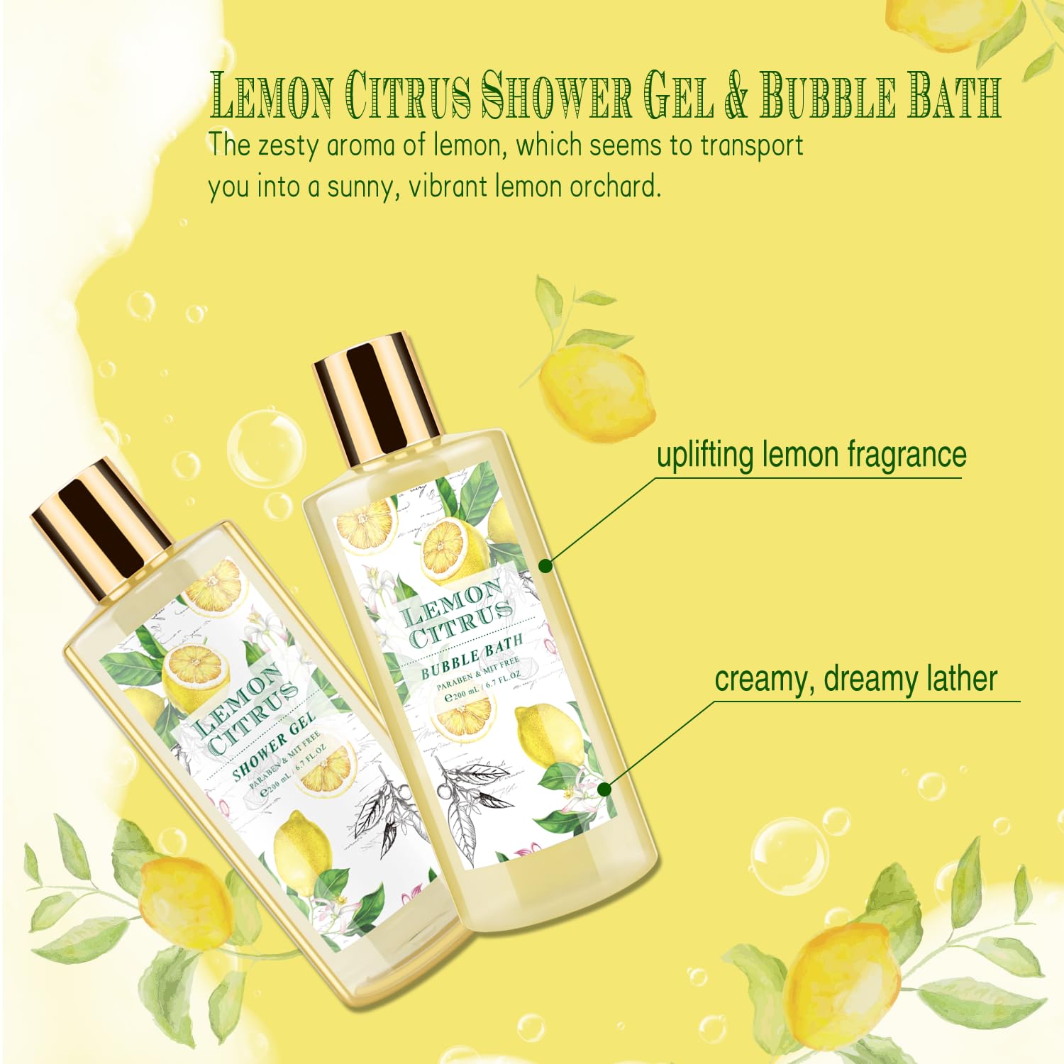 ArioseMonde bubble bath lemon citrus, foaming indulgence for relaxation