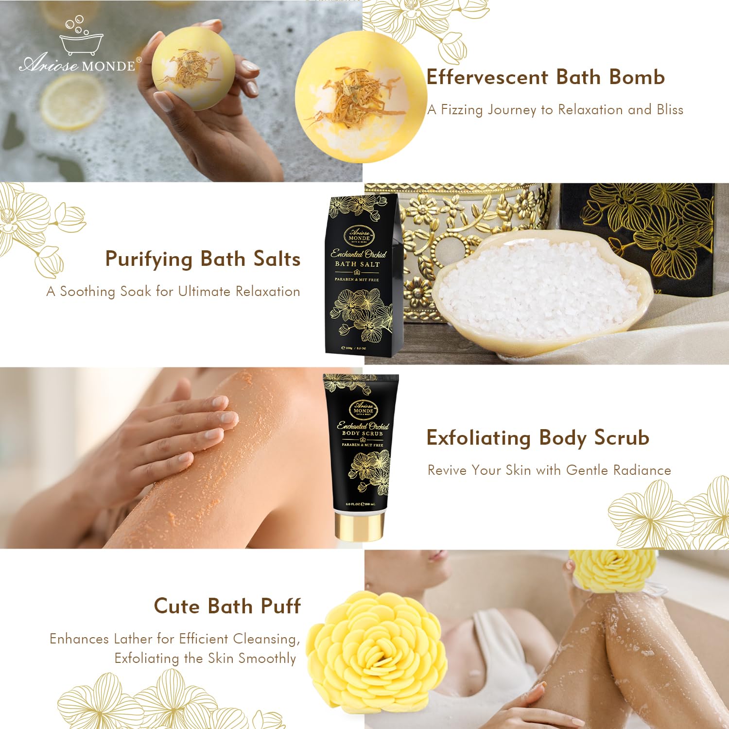 ArioseMonde Bath bomb sphere designed for spa-like fizz and relaxation