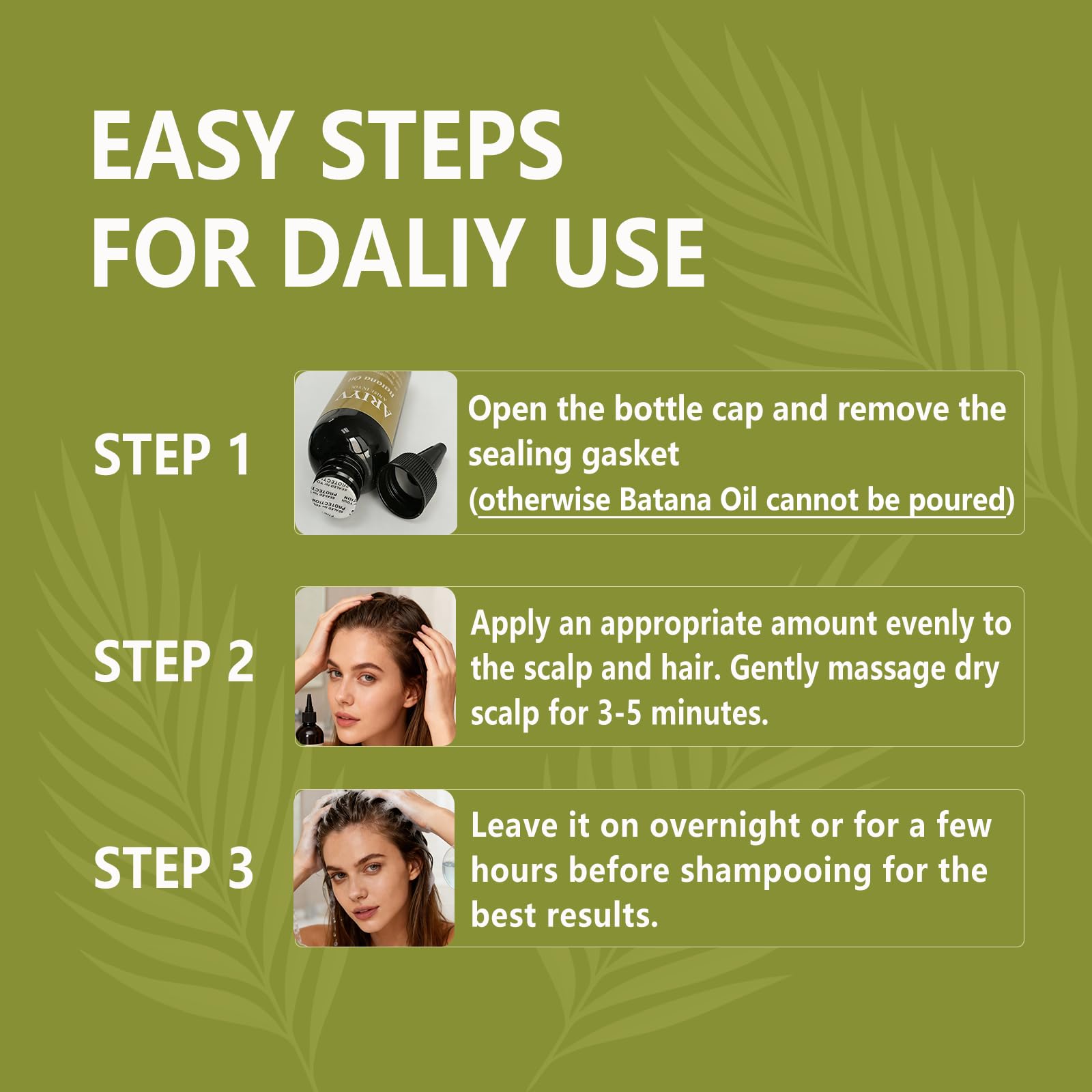 Ariyv Batana Oil bottle cap designed for quick daily use on the scalp.
