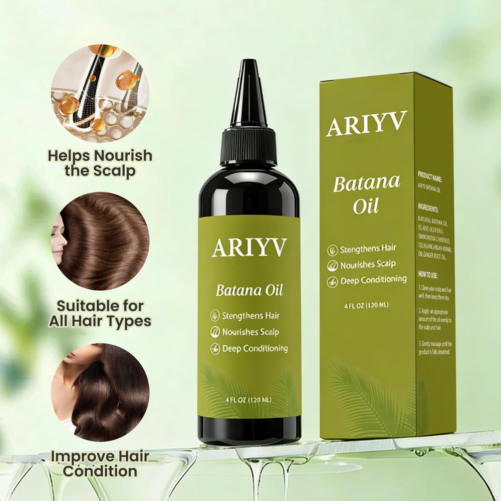 Hands massaging the scalp with Ariyv Batana Oil during daily use.