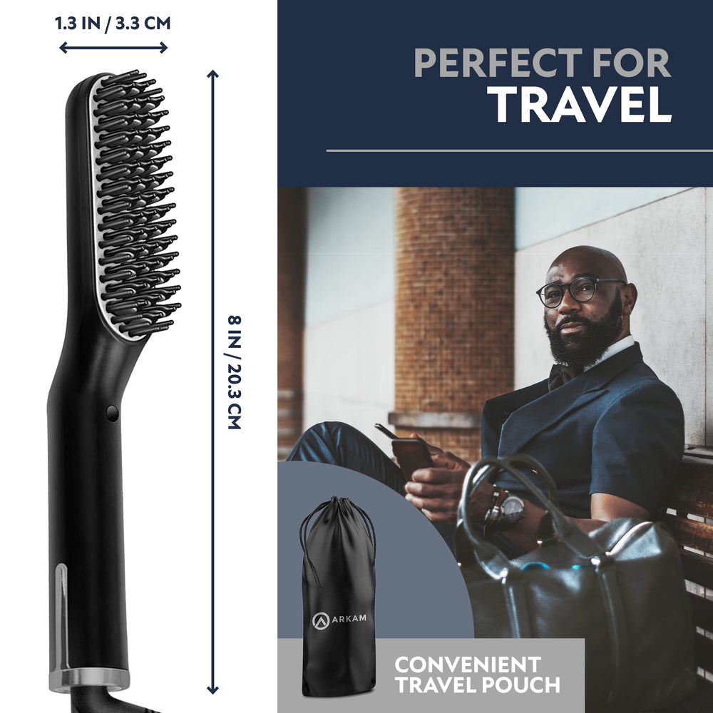 Arkam Beard Straightener supports 110-240V for travel.