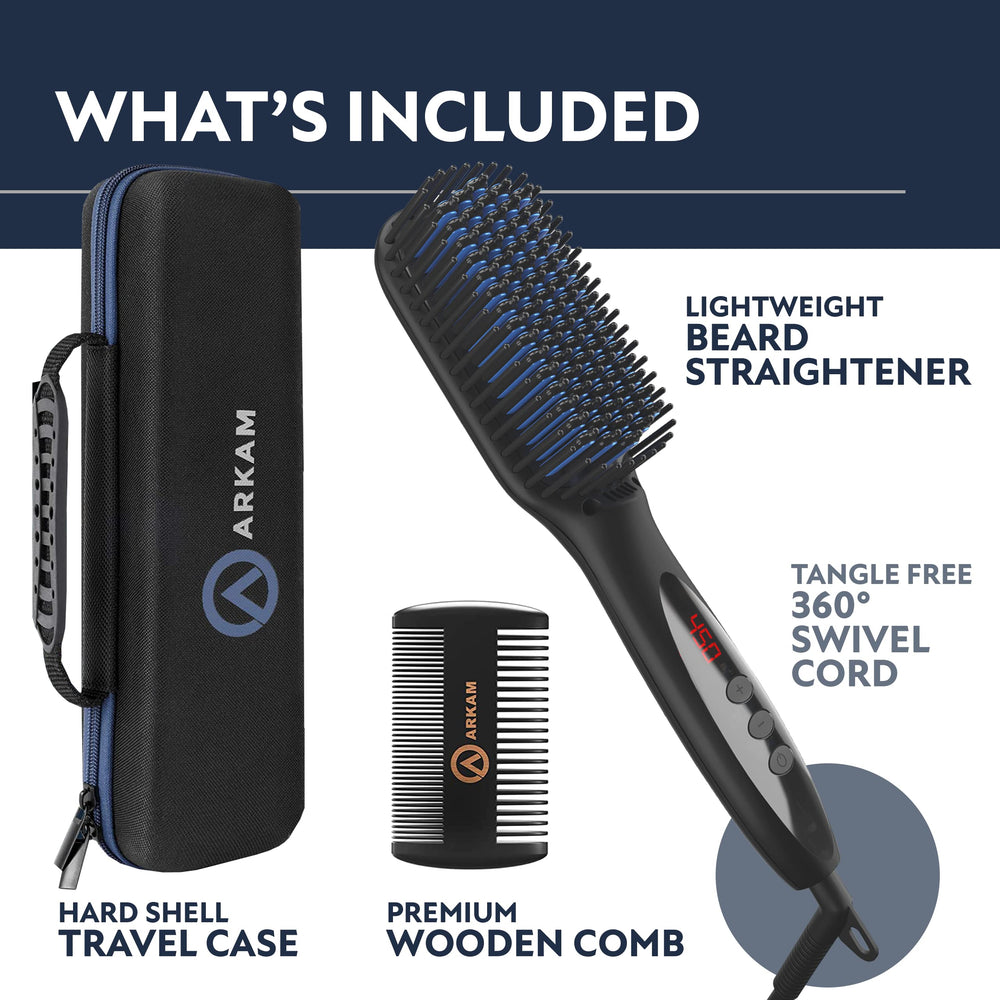 Arkam ionic technology reduces frizz for smoother beard results.