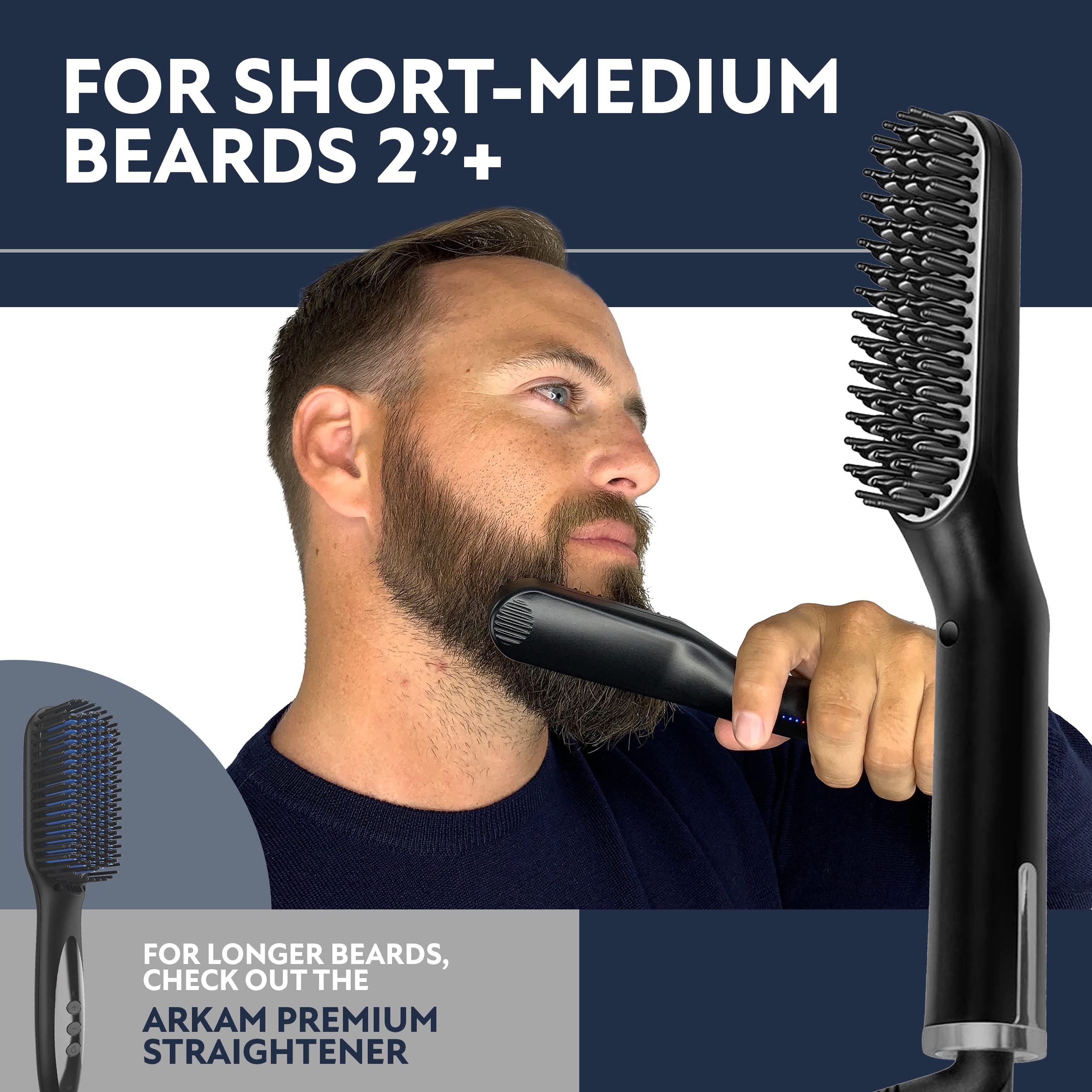 Arkam Beard Straightener safety features include auto-off and swivel.