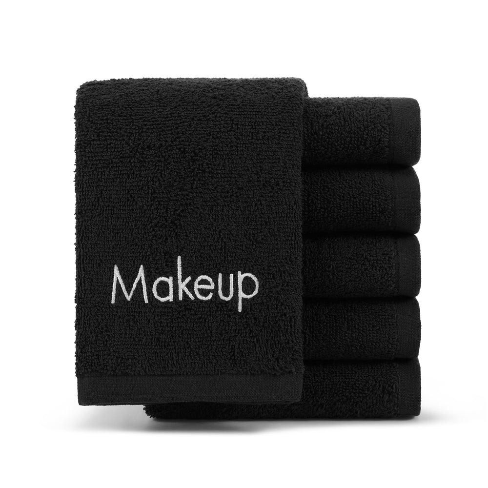 Arkwright toallas maquillaje, paquete de 6, negro, suaves para limpieza facial.