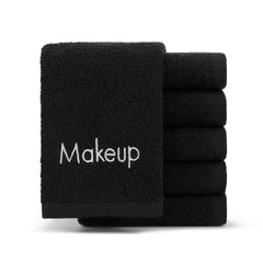 Arkwright toallas maquillaje, paquete de 6, negro, suaves para limpieza facial.