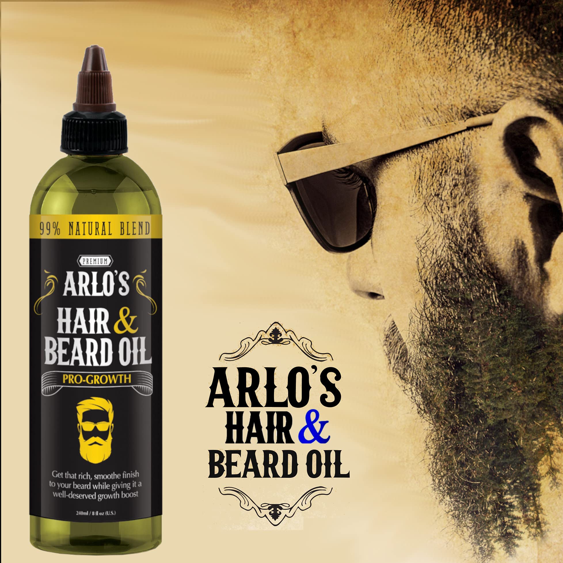 Arlo's Pro-Growth oil in USA-made packaging on display.