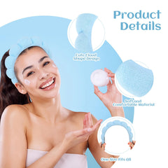 Araluky blue headband used during face washing to keep hair dry.