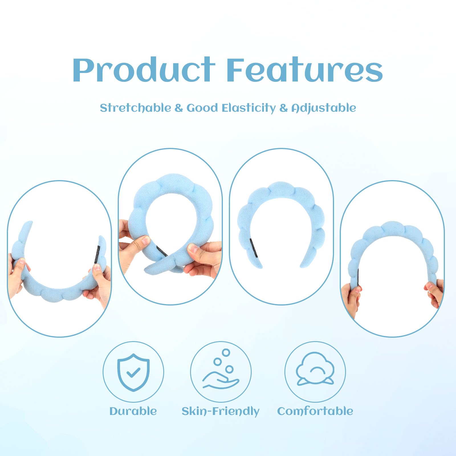 Araluky blue headband adjustable stretch provides secure wear for most users.