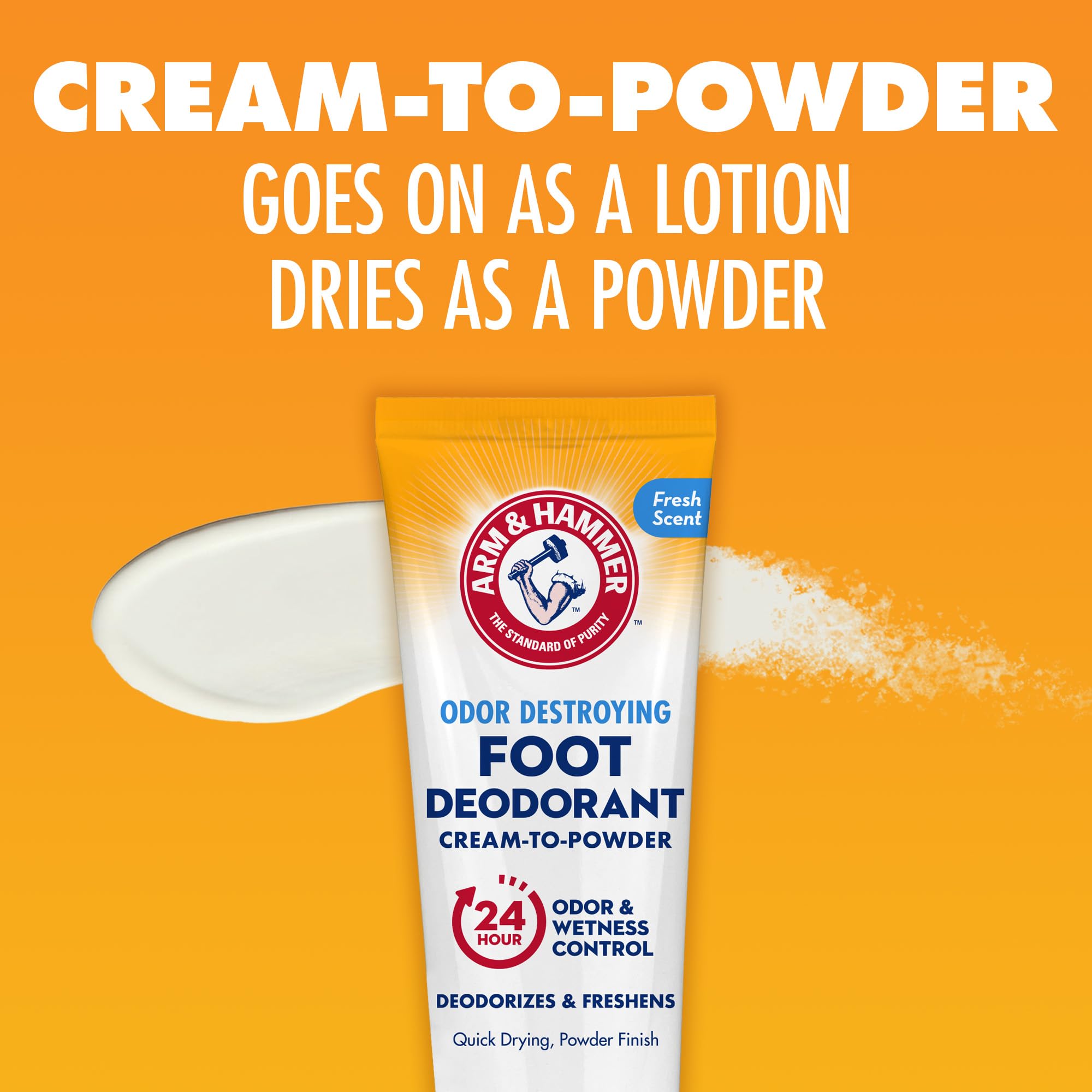 Cream to Powder finish close-up illustrates the drying transition to a light powder.