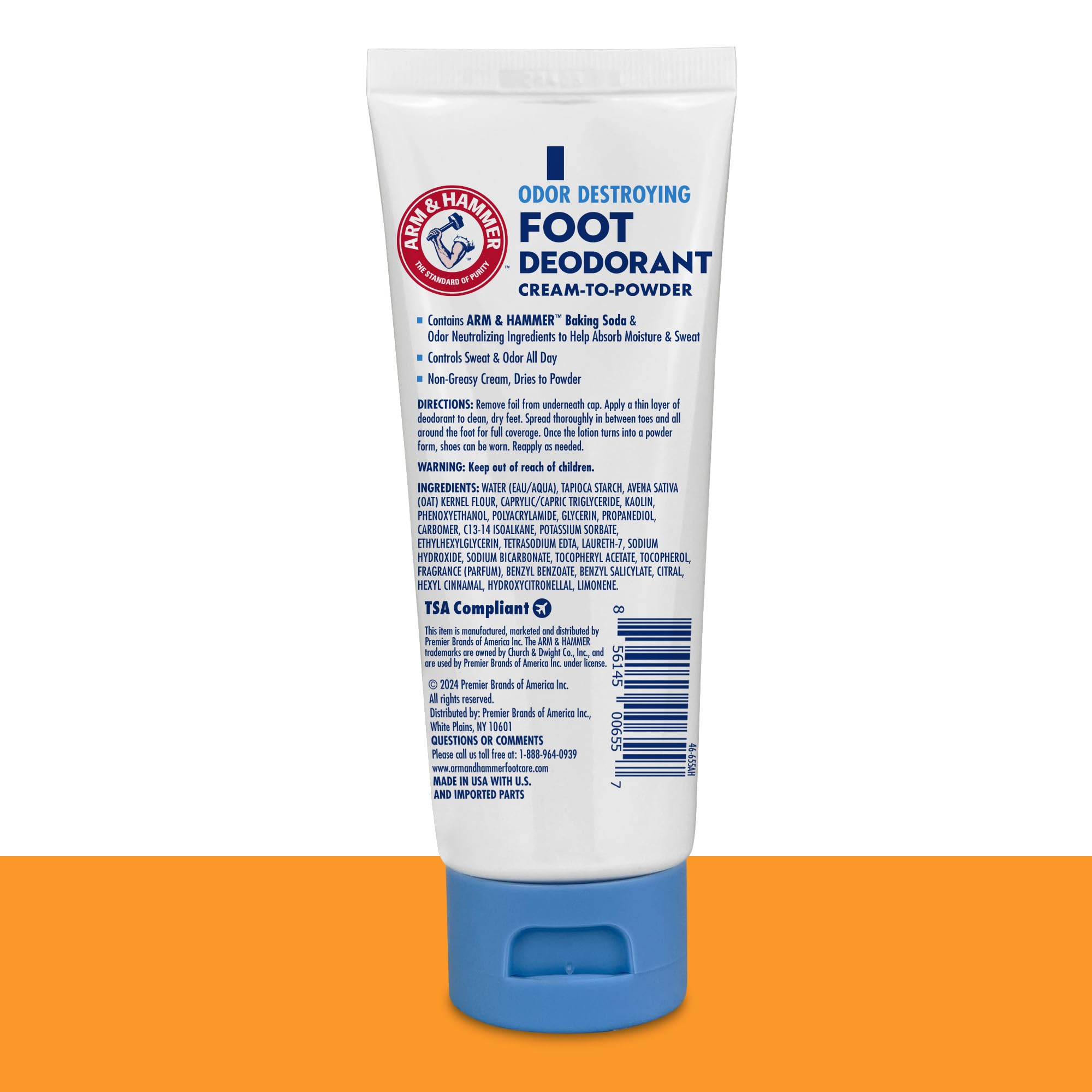Arm & Hammer desodorante para pies crema suave con protección de 24 horas.