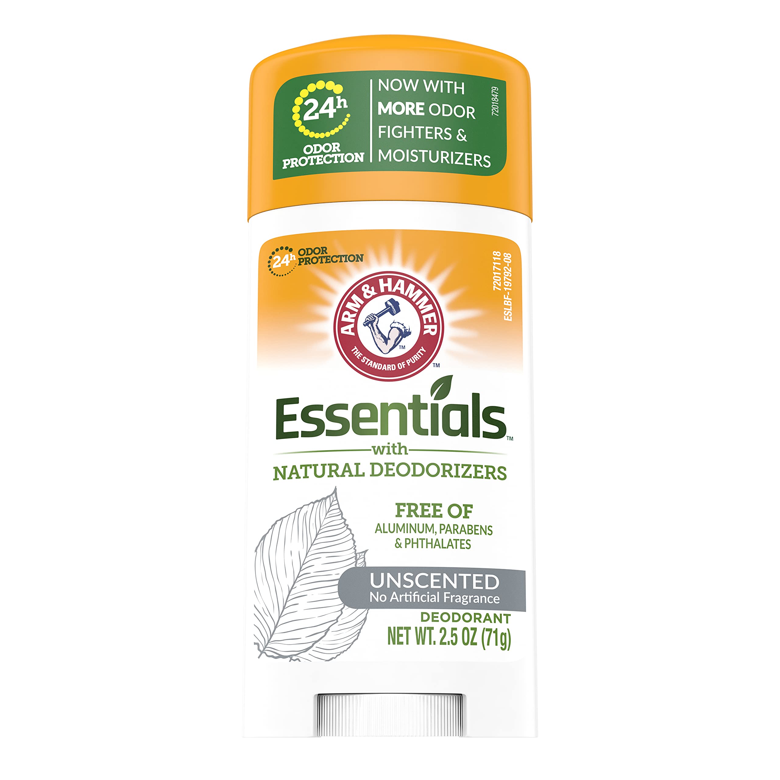 Desodorante en barra Arm & Hammer Essentials sin fragancia, ideal para piel sensible.