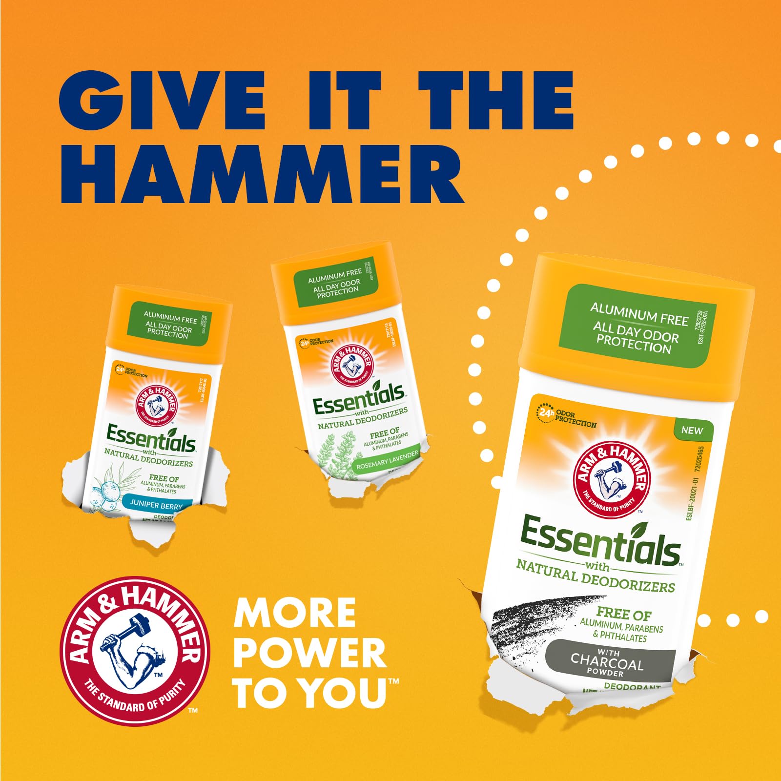 Arm & Hammer Essentials desodorante carbón activado, protección 24 horas