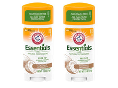 Arm & Hammer Essentials desodorante coco geranio en empaque triple para uso diario.