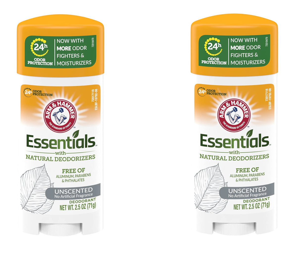 Arm & Hammer Essentials Desodorante sin fragancia, empaque de 2 para uso diario.
