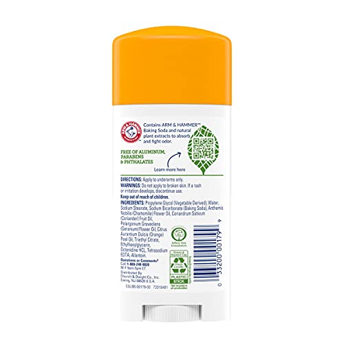 Arm and Hammer Essentials orange citrus deodorant application for all-day odor control.