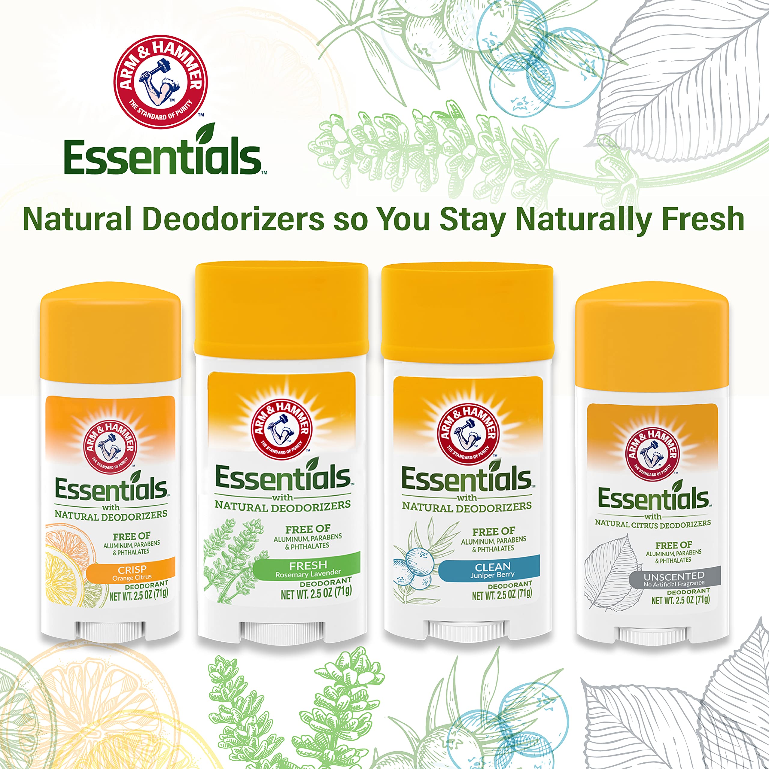 Presentación de Arm & Hammer Essentials en empaque práctico para casa.