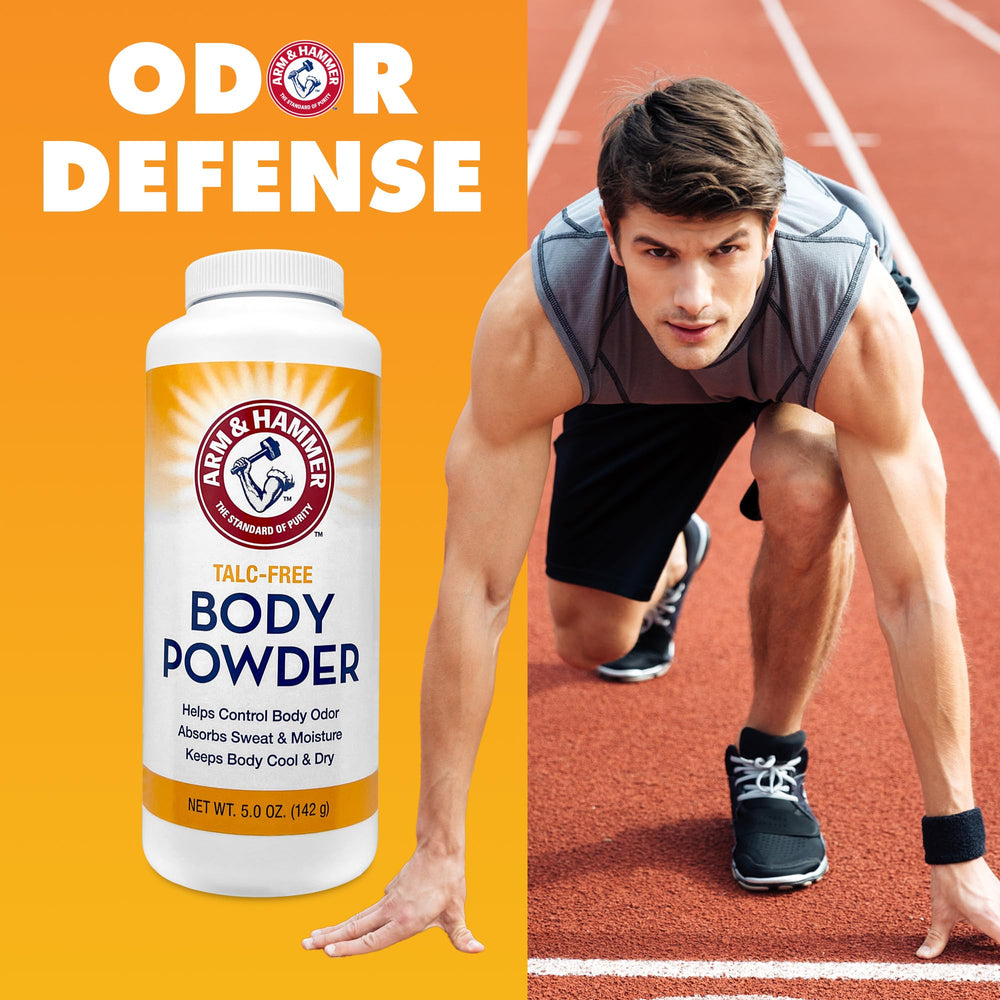 Arm & Hammer polvo corporal sin talco que ayuda a absorber la humedad.