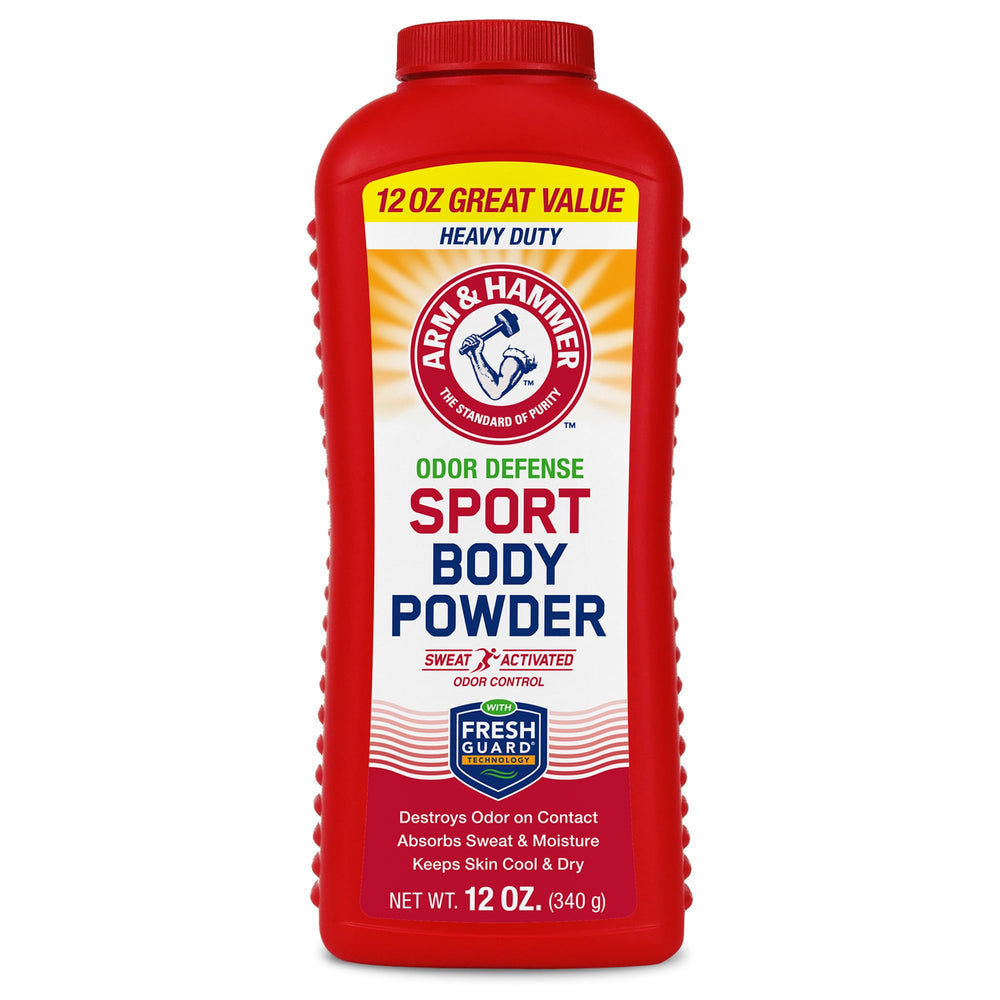 Arm & Hammer Sport Body Powder, botella ergonómica para frescura diaria.
