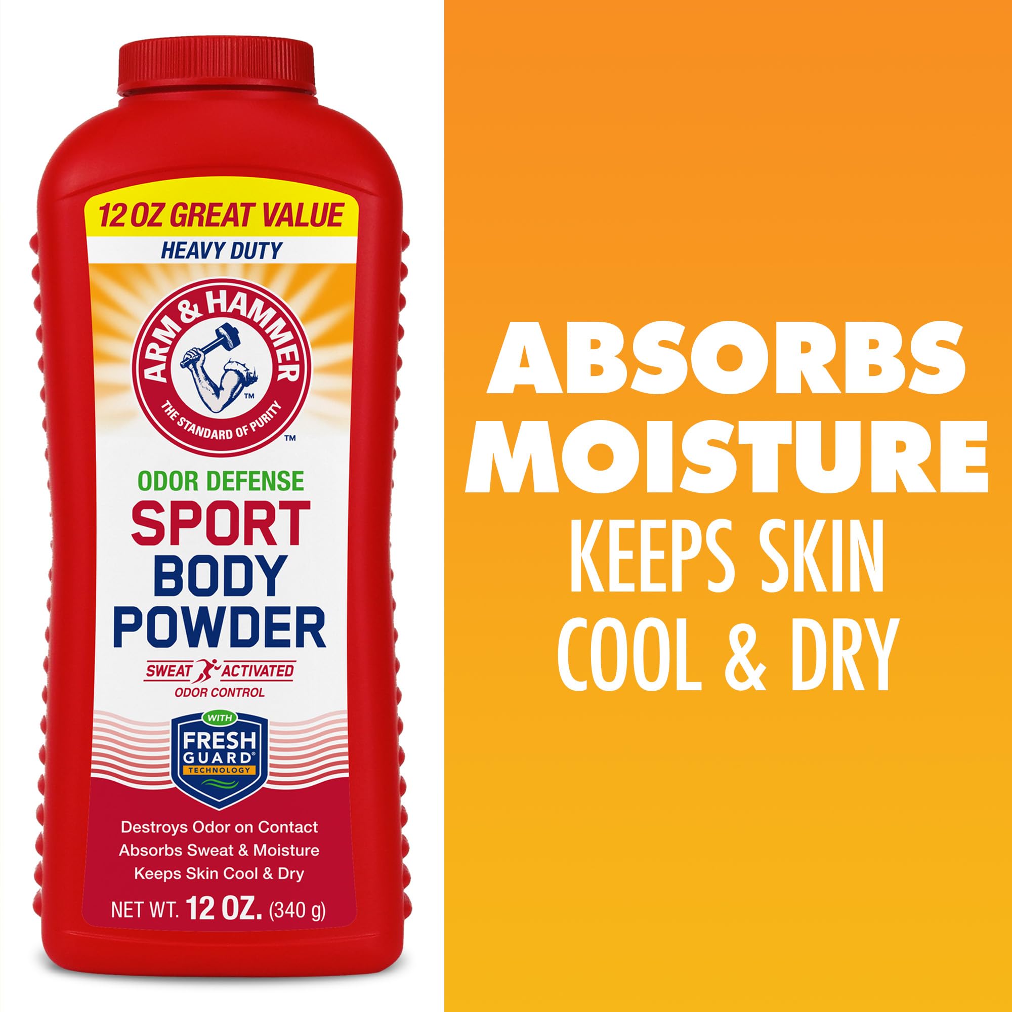 Arm & Hammer Sport Body Powder, tamaño 340 ml para bolso del gimnasio.