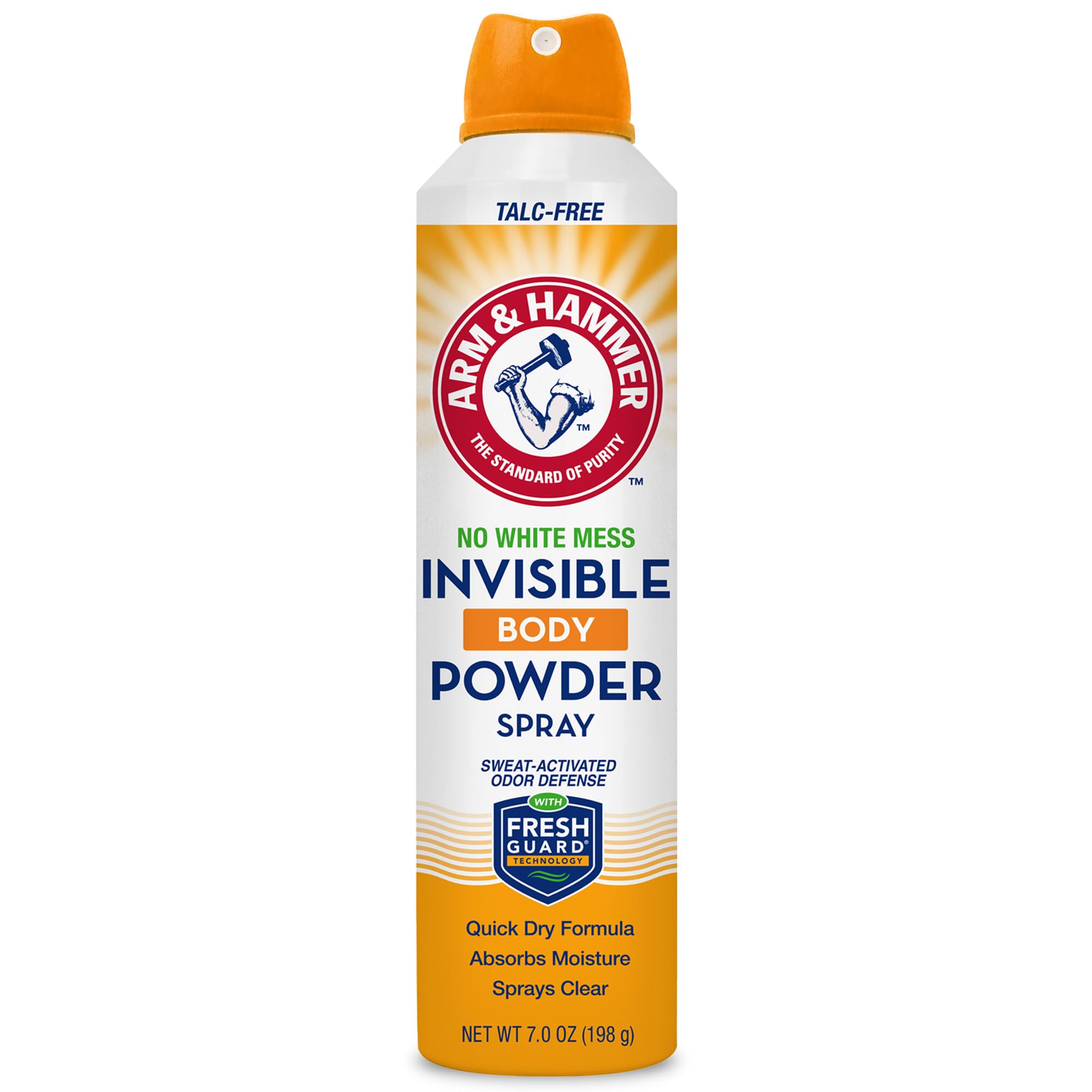 Arm & Hammer spray polvo corporal invisible sin talco para uso diario.