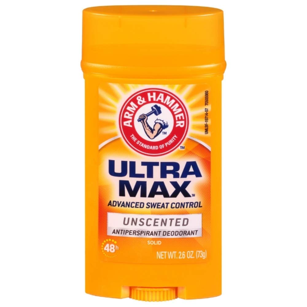 Arm & Hammer Ultramax desodorante invisible sin fragancia, protección de 48 horas para mantenerte seco.