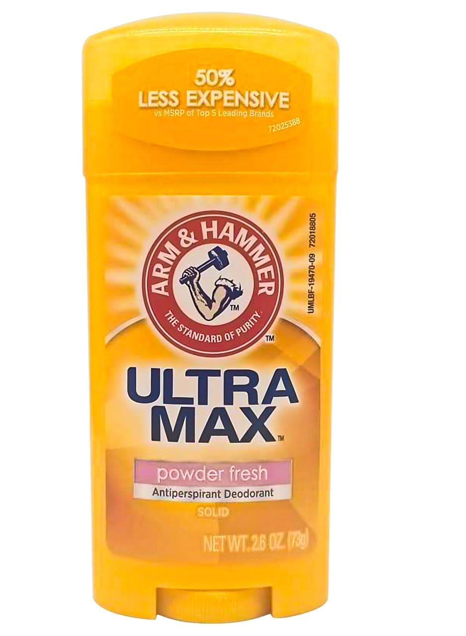Arm & Hammer Ultramax Desodorante invisible polvo, envase visible para uso diario y control de olor.