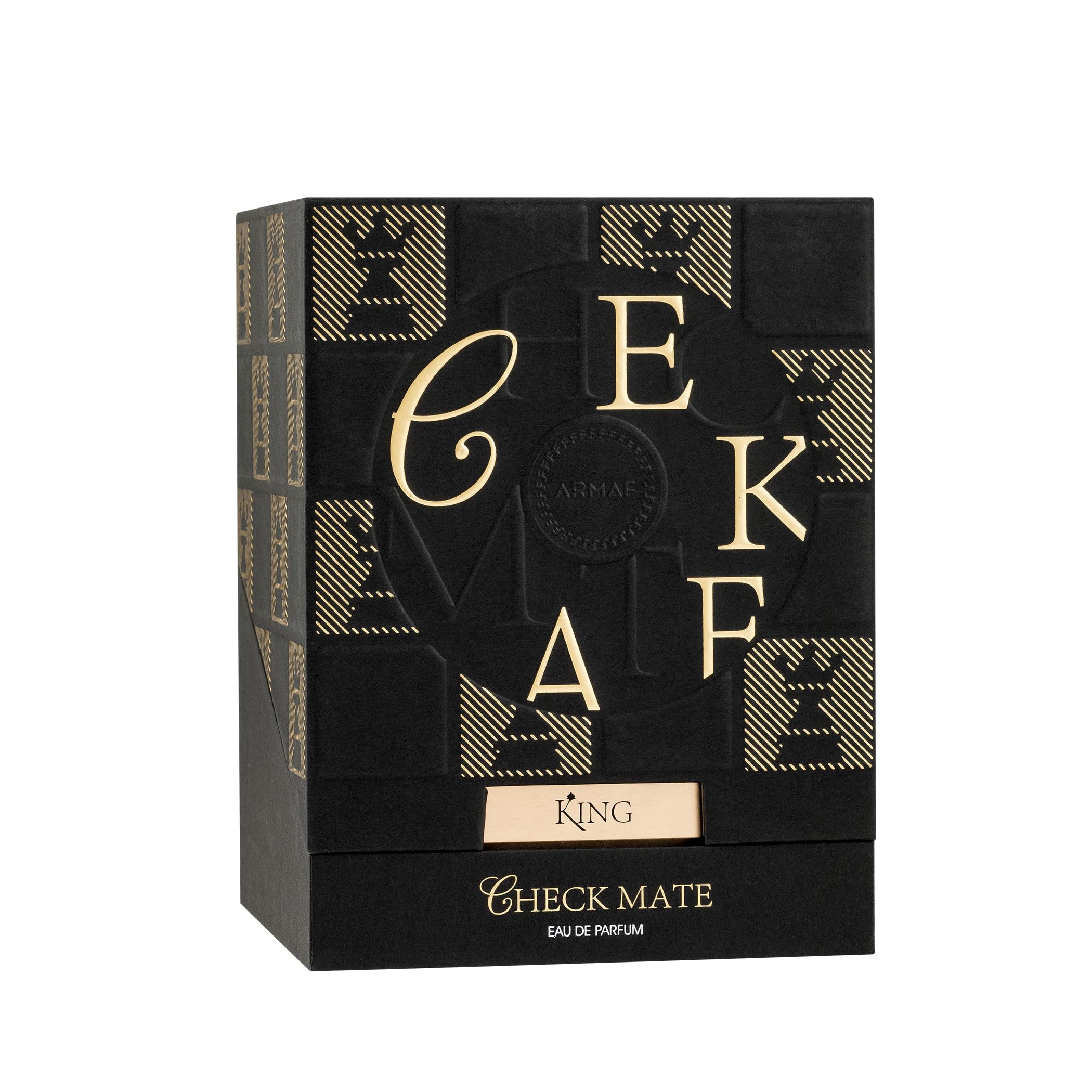 Armaf Checkmate King bottle close-up, premium packaging and refined scent