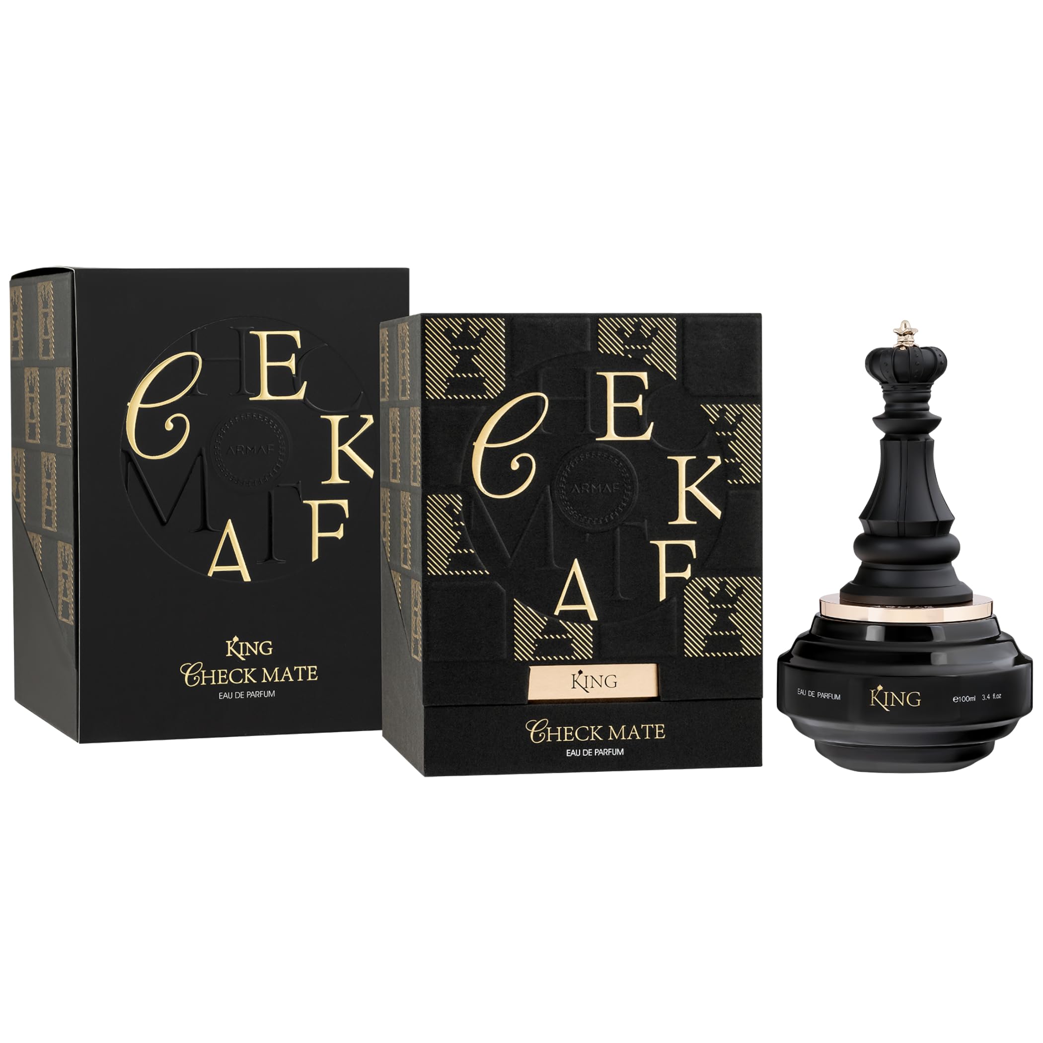 Armaf Checkmate King packaging box, elegant branding for gifting