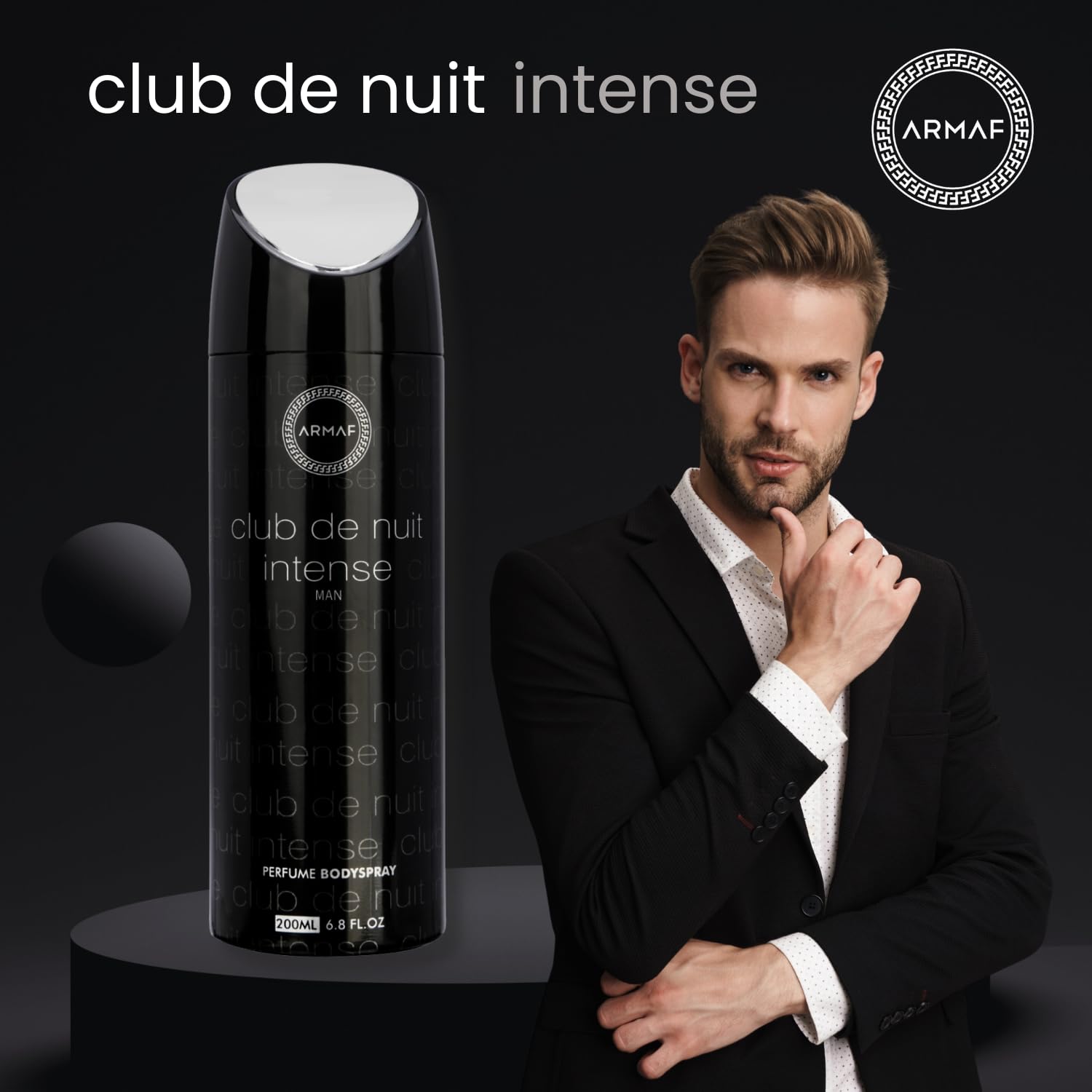 Armaf Club De Nuit Intense Man label details with amber musk base