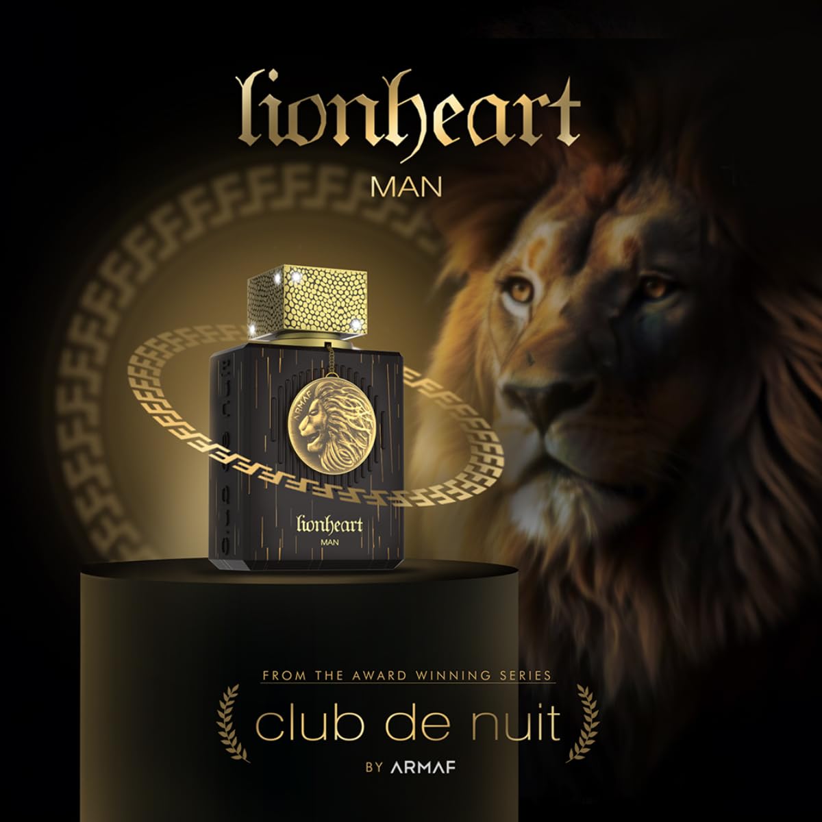 Armaf Club De Nuit Lion Heart packaging displayed on shelf suggests premium gifting option.