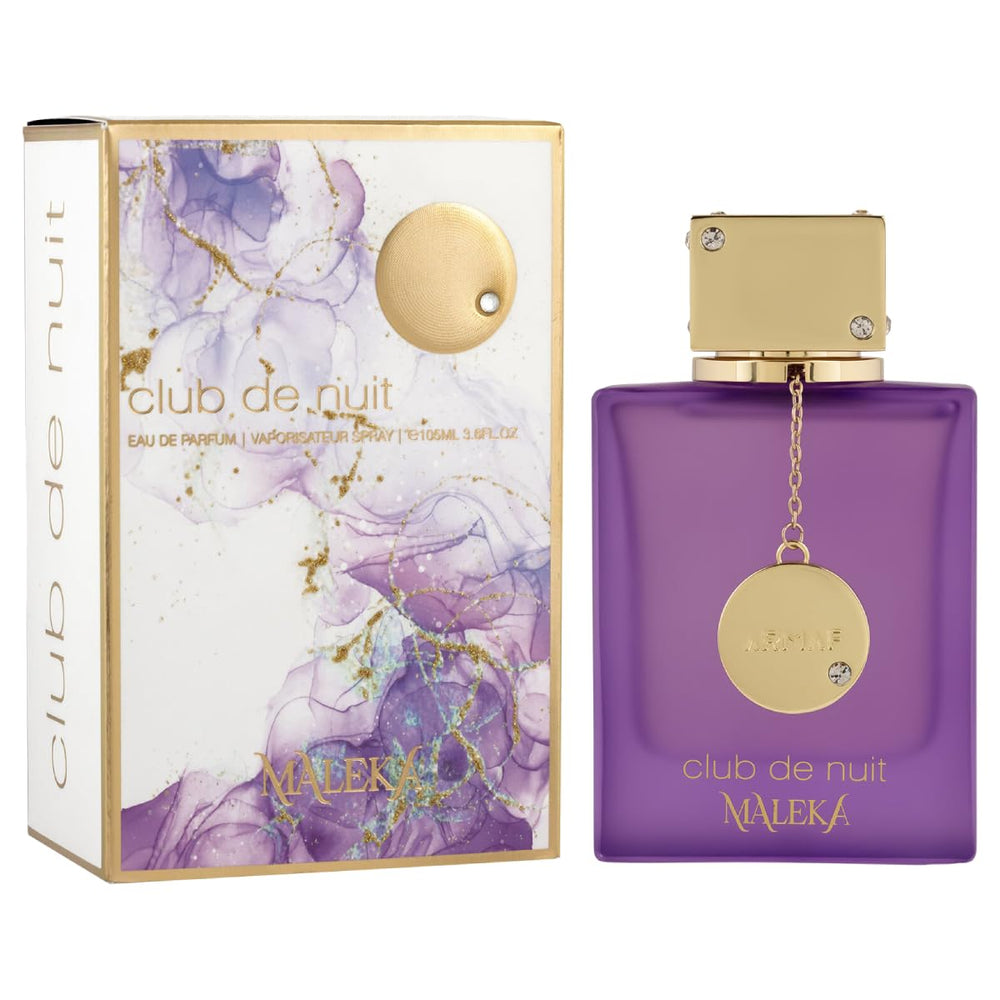 Armaf Club De Nuit Maleka bottle back view, showcasing premium packaging ideal for gifting